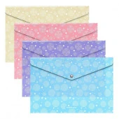 53292 КОНВЕРТ ПЛАСТ. НА КНОПКЕ, A4, ERICH KRAUSE® PASTEL DOTS, 0.18 ММ, АССОРТИ /12/240/ - КОЛОРЛОН ВТД Новосибирск