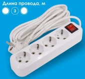 LEEK Удлинитель с выключателем (4с/з, 3м, ПВС 3Х1) LE070200-0044 - КОЛОРЛОН ВТД Новосибирск