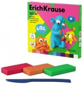 61355 ПЛАСТИЛИН 12 ЦВ, 216 ГР. ERICHKRAUSE JOLLY FRIENDS НЕОН, СО СТЕКОМ, К/К /6/24/ РФ - КОЛОРЛОН ВТД Новосибирск