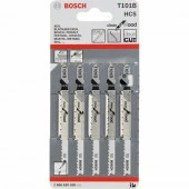 BOSCH Пилки 5шт HCS  75мм, T101B, зуб-2,5мм, шлиф, прям., чистый, тонкий,  дер., фанера, ламинат 4.. - КОЛОРЛОН ВТД Новосибирск