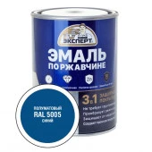 ЭКСПЕРТ Эмаль по ржав. 3в1 полуматовая синий RAL 5005 (0,8кг; 6шт) - КОЛОРЛОН ВТД Новосибирск