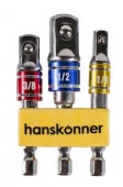 Набор адаптеров для торцевых головок 1/4", 3/8", 1/2" Hanskonner - КОЛОРЛОН ВТД Новосибирск