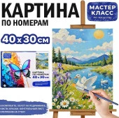 MKR4030-167 Картина по номерам MKR4030-167 "Лебеди на озере" 40х30 см. - КОЛОРЛОН ВТД Новосибирск