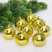 Новогодние шары 6 см (набор 24 шт) "Глянец", золото 201-0640 - КОЛОРЛОН ВТД Новосибирск