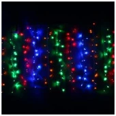 Занавес светодиодный ш 3,0 * в 2,5 м, 480  ламп LED, "Дождь", Мультицвет, 8 реж, прозр.пров. с возм. - КОЛОРЛОН ВТД Новосибирск