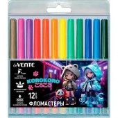 Фломастеры 12цв. deVENTE "Korokoro" 5081526 вент.колп.,пластик.блист. - КОЛОРЛОН ВТД Новосибирск