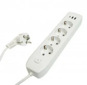 STEKKER Удлинитель с 2хUSB+Type-C (4c/з, 3м, ПВС 3x1) белый HM08-43-02 - КОЛОРЛОН ВТД Новосибирск