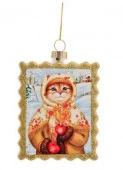 Новогоднее подвесное украшение Котик в платочке из стекла / 2x6,8x9,3см арт.89875 - КОЛОРЛОН ВТД Новосибирск