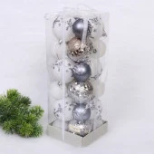 Набор шаров "Snow shine" 7 см + 5 см (24 предмета), Графит/Белый 201-3129 - КОЛОРЛОН ВТД Новосибирск