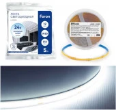 Лента светодиодная 512SMD(2110) 12Вт/м 24V 5000*10*1.8мм IP20 6500К, LS530 FERON - КОЛОРЛОН ВТД Новосибирск