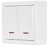 752-0200-112 LETO Выключатель 2 кл. с подсветкой белый - КОЛОРЛОН ВТД Новосибирск