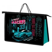 Папка пластик,с ручками А4 ОНИКС ПТ-15-4 "Street racing" (71100) д/тетрадей,на молн.с ручками - КОЛОРЛОН ВТД Новосибирск