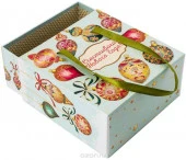 Подарочная коробка Игрушки на голубом  18х18*9,5см арт.78467* - КОЛОРЛОН ВТД Новосибирск
