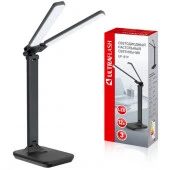 Ultraflash UF-819 C02 черный (Led, светильник настольный, 12Вт, 6000К, 3ур 2 плафона, кожа) Н - КОЛОРЛОН ВТД Новосибирск