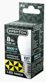 8W Лампа КРЕПТОН LED P45 8W E27 6500K шарик - КОЛОРЛОН ВТД Новосибирск