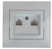 1-304-01 Intro Plano Розетка ПК+ПК Cat5e белый - КОЛОРЛОН ВТД Новосибирск