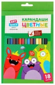 Карандаши цветные ArtSpace "Монстрики", 18цв., заточен., картон, европодвес  CP_41031 - КОЛОРЛОН ВТД Новосибирск