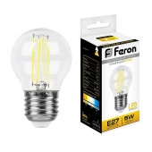 5W Led Feron 25581 E27 2700K филамент G45 прозрачная Лампа - КОЛОРЛОН ВТД Новосибирск