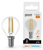 12W Лампа Gauss Filament Elementary Шар 12W 730lm 2700К Е14 LED - КОЛОРЛОН ВТД Новосибирск