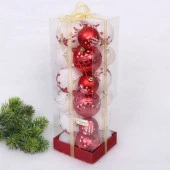 Набор шаров "Snow shine" 7 см + 5 см (24 предмета), Красный/Белый 201-3127 - КОЛОРЛОН ВТД Новосибирск