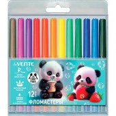 Фломастеры 12цв. deVENTE "Yummy Panda" 5081527 вент.колп.,пластик.блист. - КОЛОРЛОН ВТД Новосибирск