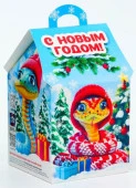 Подарочная коробка Новогодняя Домик новый "Символ года" с анимацией 12 х 12 х 19 см (+3 см) 10652944 - КОЛОРЛОН ВТД Новосибирск