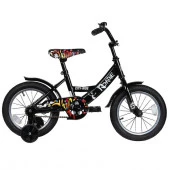 ***Детский велосипед City-Ride  Roadie , рама сталь , диск 14 сталь , крылья сталь, доп колеса, черн - КОЛОРЛОН ВТД Новосибирск