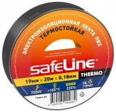 Изолента термостойкая 19мм/20м/0,18 мм черный SAFELINE - КОЛОРЛОН ВТД Новосибирск