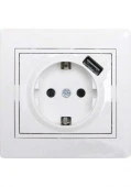 701-0202-181 Mira Розетка с/з + USB разъём белый - КОЛОРЛОН ВТД Новосибирск
