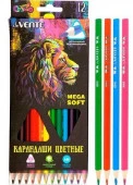 Карандаши 12цв. deVENTE "Trio Mega Soft" 5022915 трехгр.,4М,грифель 3мм,к/к - КОЛОРЛОН ВТД Новосибирск