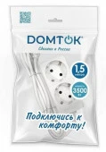 DOMTOK Удлинитель (2с/з, 1.5м, ПВС 3х1) 16А белый 2384(А) - КОЛОРЛОН ВТД Новосибирск