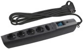 ЭРА Сетевой фильтр (4с/з+1б/з+2USB, 2м) черный SFU-5es-2m-B - КОЛОРЛОН ВТД Новосибирск