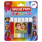 253179  Аквагрим MultiArt 6 цв. красок в тюбиках на блистере (русс. уп.) в кор.4*24шт - КОЛОРЛОН ВТД Новосибирск
