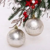Набор украшений SHINE "Snow Forest" 8 см (2 шт.), light champagne 201-1982 - КОЛОРЛОН ВТД Новосибирск