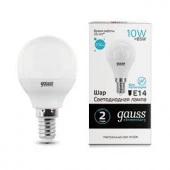 10W Gauss Elementary Шар 10W 730lm 4100K Е14 LED Д - КОЛОРЛОН ВТД Новосибирск