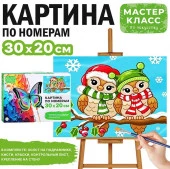 MKR3020-160 Картина по номерам "Совушки зимой" 30*20 см. Мастер класс - КОЛОРЛОН ВТД Новосибирск