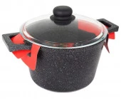 Кастрюля 5,0л SA-P03-5 Каменная Black с крышкой литая черная - КОЛОРЛОН ВТД Новосибирск