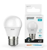 6W Gauss Elementary Шар 6W 450lm 4100K Е27 LED - КОЛОРЛОН ВТД Новосибирск