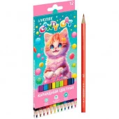 Карандаши 12цв. deVENTE "Candy Cat" 5022411 шестигр.,2М,грифель 2,8мм,к/к - КОЛОРЛОН ВТД Новосибирск