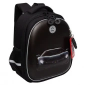 Ранец школьный Гризли RAz-587-7 чёрный,жёстк.,полиэстер,28*36*20см,брелок-картхолдер - КОЛОРЛОН ВТД Новосибирск