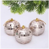Новогодние шары 8 см (набор 3 шт) "Shining Disco", Розовое золото 201-4138 - КОЛОРЛОН ВТД Новосибирск