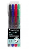 141290 Ручки шариковые BRAUBERG НАБОР 4шт., АССОРТИ, Black Jack, 0,7мм, линия 0,35мм - КОЛОРЛОН ВТД Новосибирск