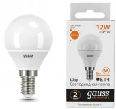 12W Gauss Elementary Шар 12W 880lm 3000K Е14 LED - КОЛОРЛОН ВТД Новосибирск