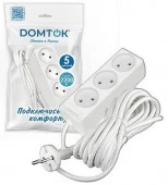 DOMTOK Удлинитель (3б/з, 5м, ПВС 2х0.75) 10А белый  2372(А) - КОЛОРЛОН ВТД Новосибирск