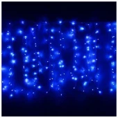 Занавес светодиодный ш 3,0 * в 2,5 м, 480  ламп LED, "Дождь", Синий, 8 реж, прозр.пров. с возм.соед. - КОЛОРЛОН ВТД Новосибирск