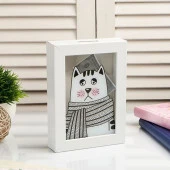 Копилка интерьерная пластик "Грустный кот в шарфе" 17х12х3,8 см   4785408 - КОЛОРЛОН ВТД Новосибирск