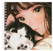 MS_64034 Скетчбук 60л., 150*150 MESHU "Сat girl", на гребне, soft-touch, 120г/м2 - КОЛОРЛОН ВТД Новосибирск