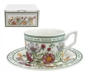 Чайная пара Garden flowers: чашка 250мл, блюдце d16см, в подарочной упак. GFSGF-2 - КОЛОРЛОН ВТД Новосибирск