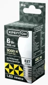 6W Лампа КРЕПТОН LED P45 6W E27 3000K шарик - КОЛОРЛОН ВТД Новосибирск