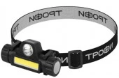 Фонарь налобный Трофи GA-101 аккум 3 Вт COB + 3 Вт LED 2 реж магнит - КОЛОРЛОН ВТД Новосибирск